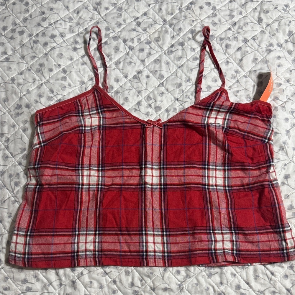 Red Plaid Women's Top M